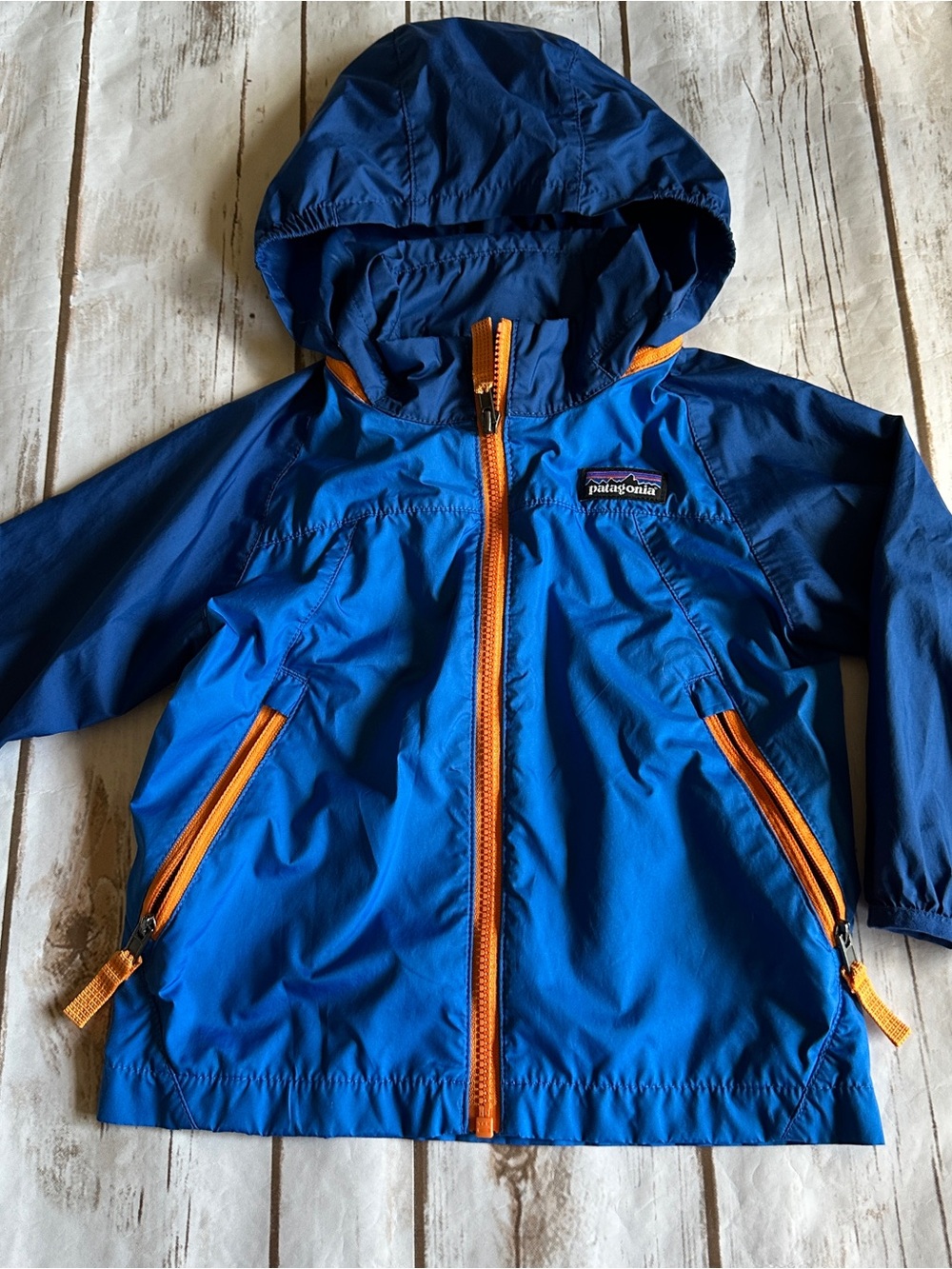 Patagonia blue jacket light wear jacket removable hood vguc 12/18 - Picture 6 of 13